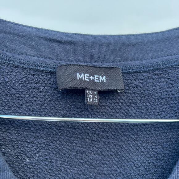 ME+EM Cotton Summer Sweatshirting Sweater Vest Navy V-Neck Boxy Casual 4 - Picture 6 of 8